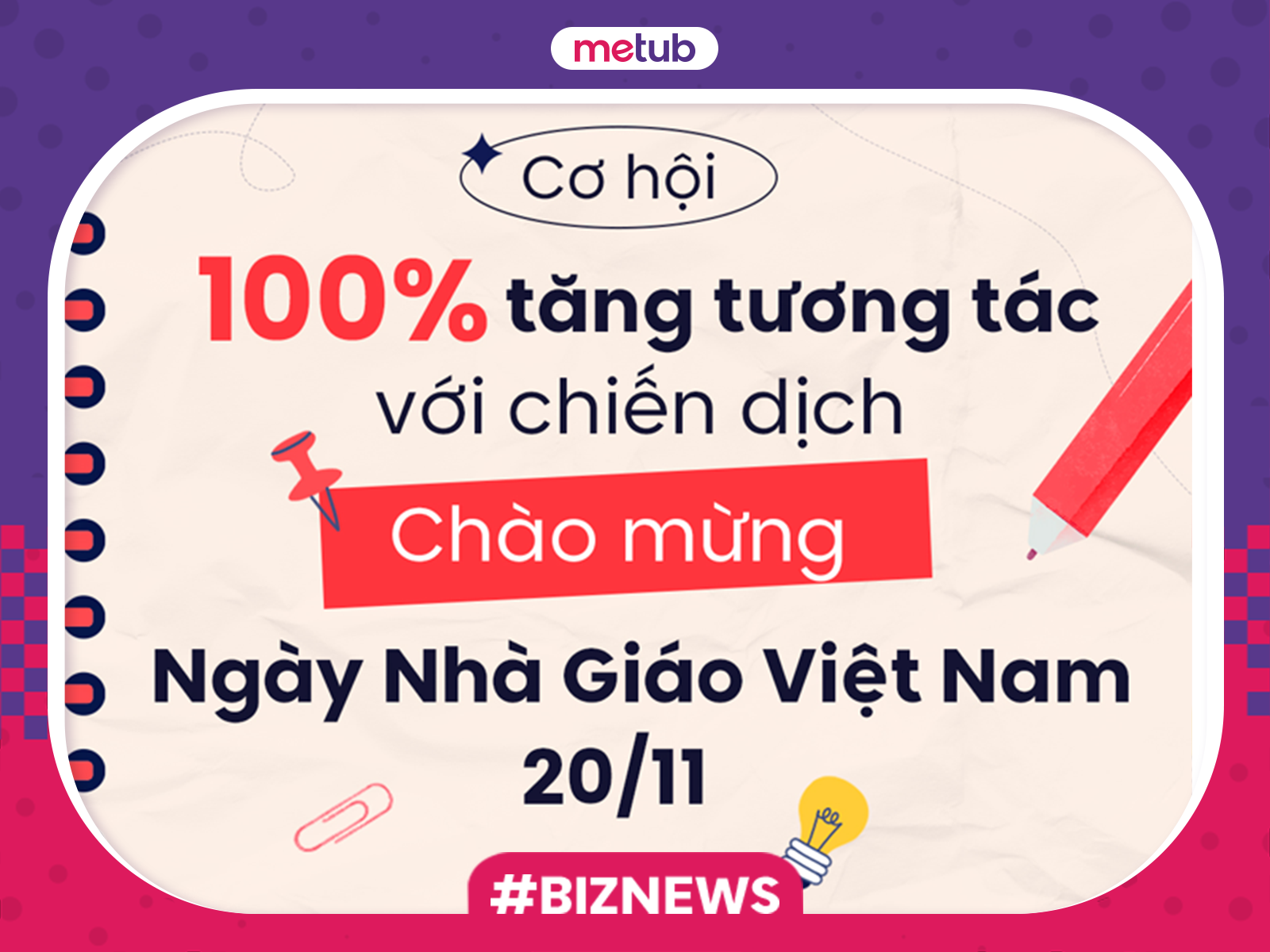 Cơ hội 100% tăng tương tác với chiến dịch 20/11 #MêThầyMêCô