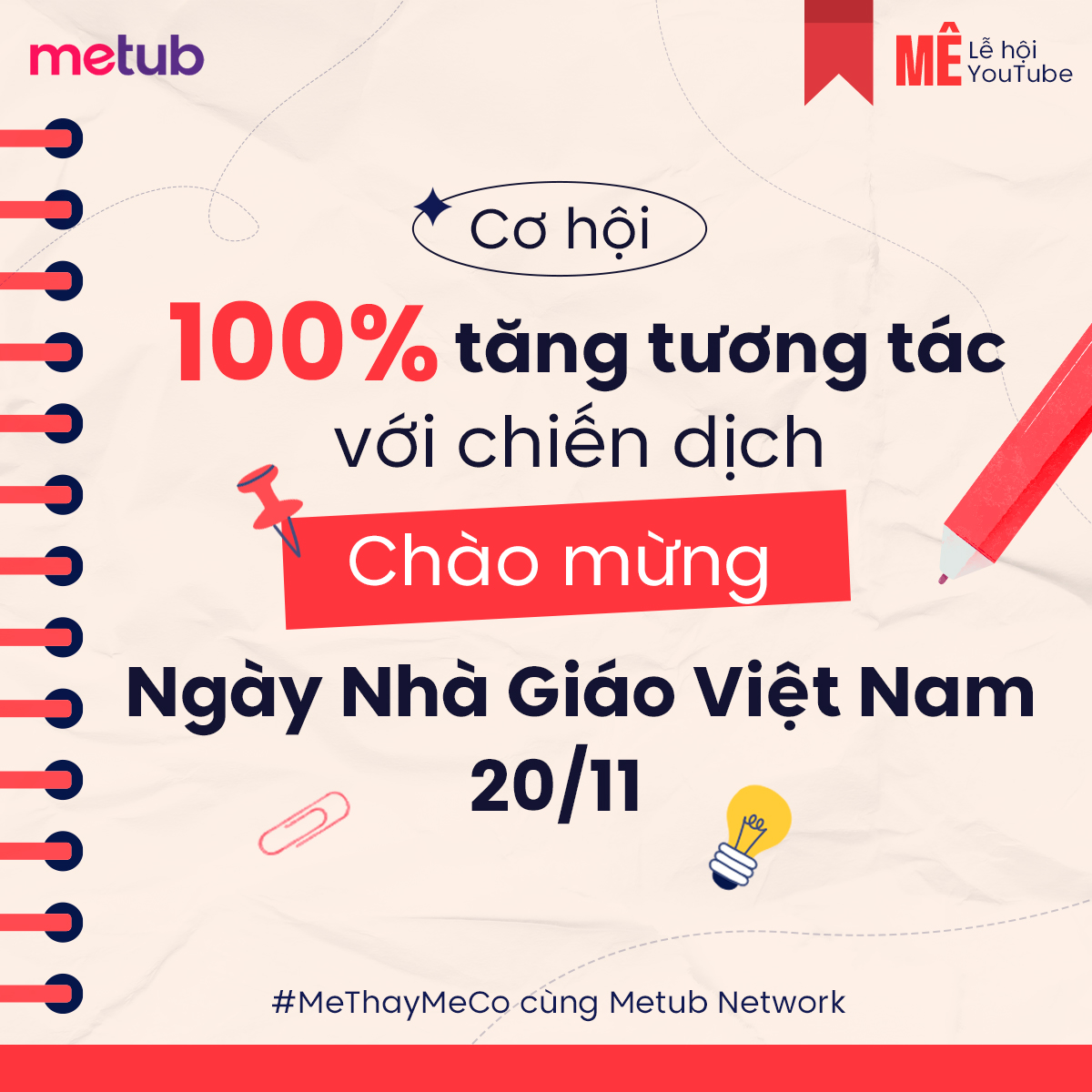 Cơ hội 100% tăng tương tác với chiến dịch 20/11 #MêThầyMêCô